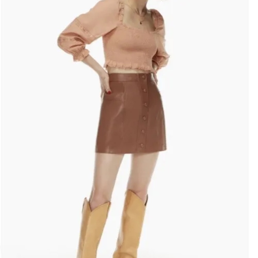 ARITZIA WILFRED VEGAN LEATHER SKIRT 🤎🧸✨